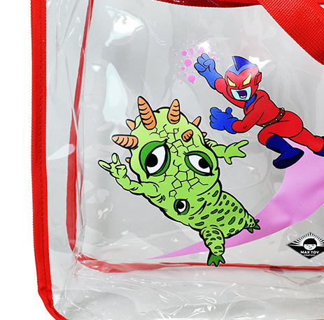 Clear Vinyl Max Toy Company shopping bag with handles...