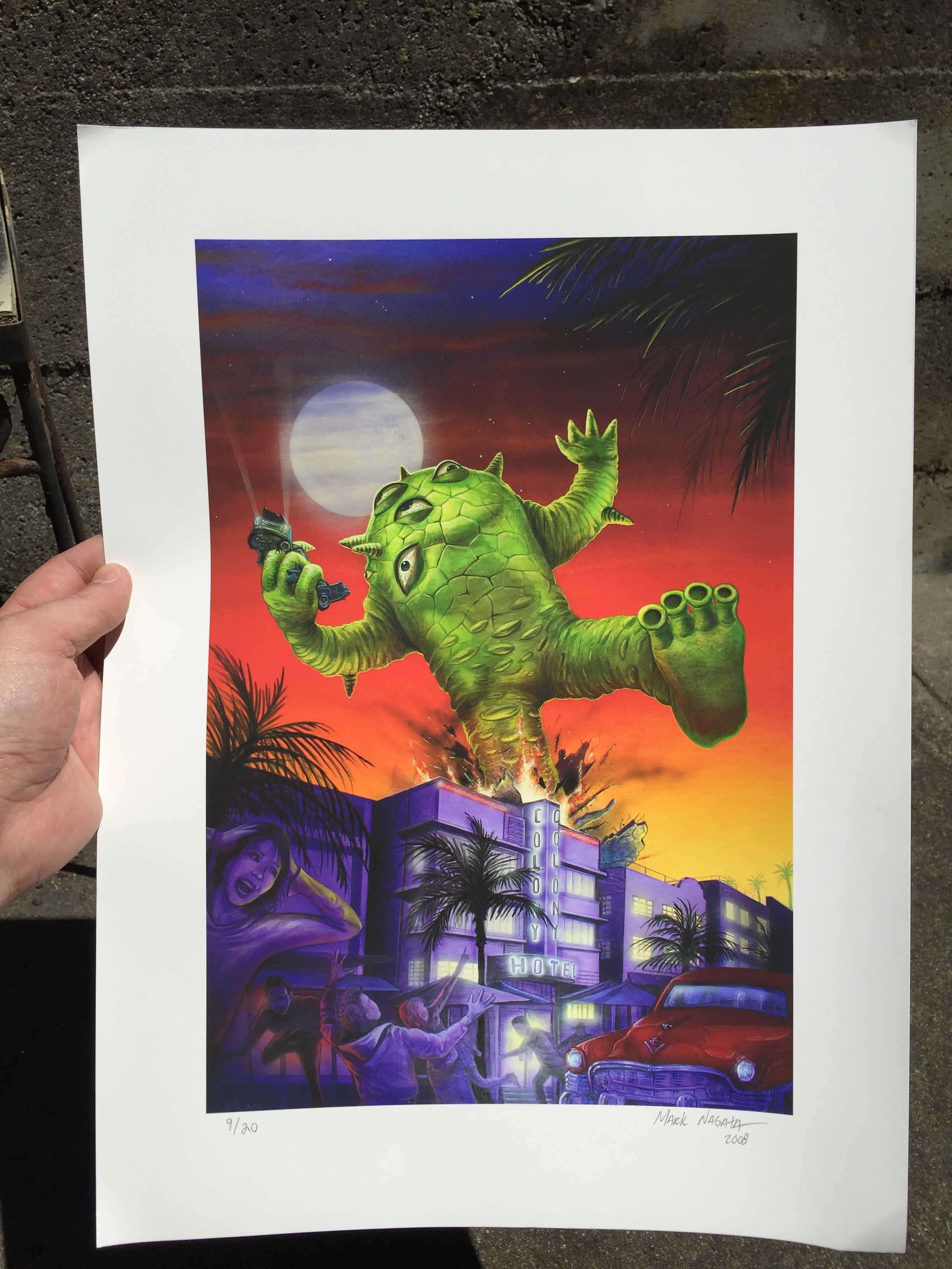 Kaiju Eyezon over Miami giclee print Mark Nagata