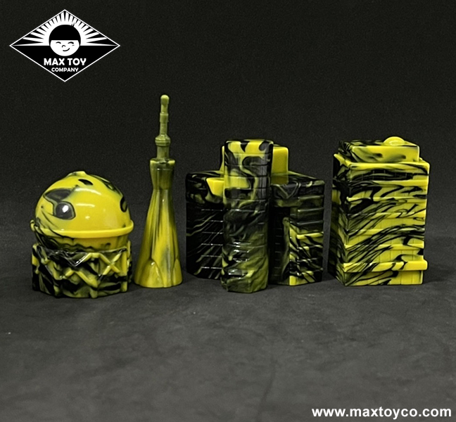 Kaiju Buildings set yellow and black marbled