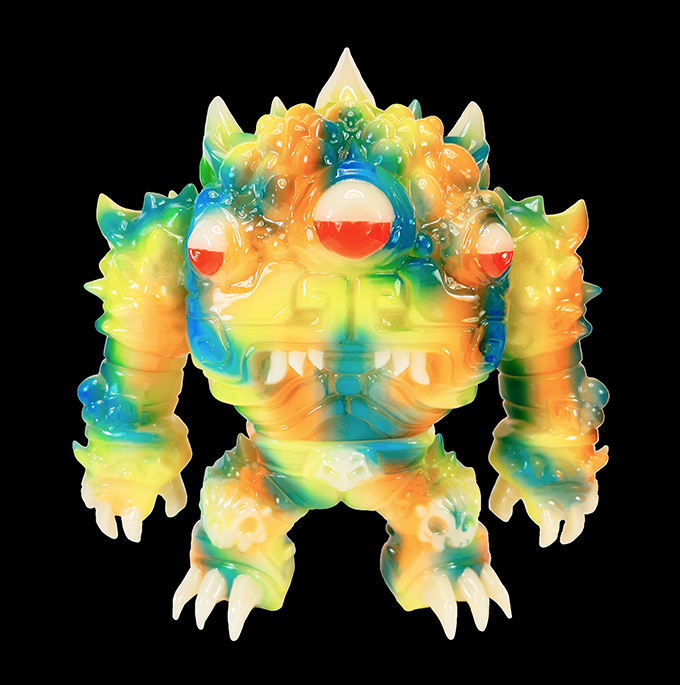 Aztec Kaiju Eyezon Artist James Osborne / Kaiju Legion paints Glow in dark Yellow
