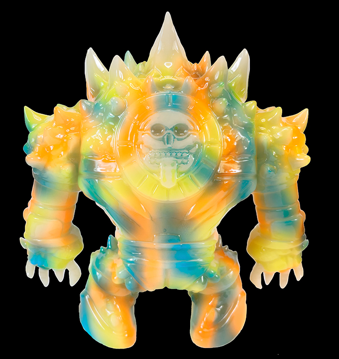 Aztec Kaiju Eyezon Artist James Osborne / Kaiju Legion paints Glow in dark Yellow